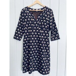 Boden Purple Corduroy Dress 6L Day V-Neck 3/4 Sleeves Shift Lined Half Moon